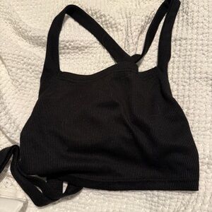 SHEIN Black Ribbed Sport Bralette